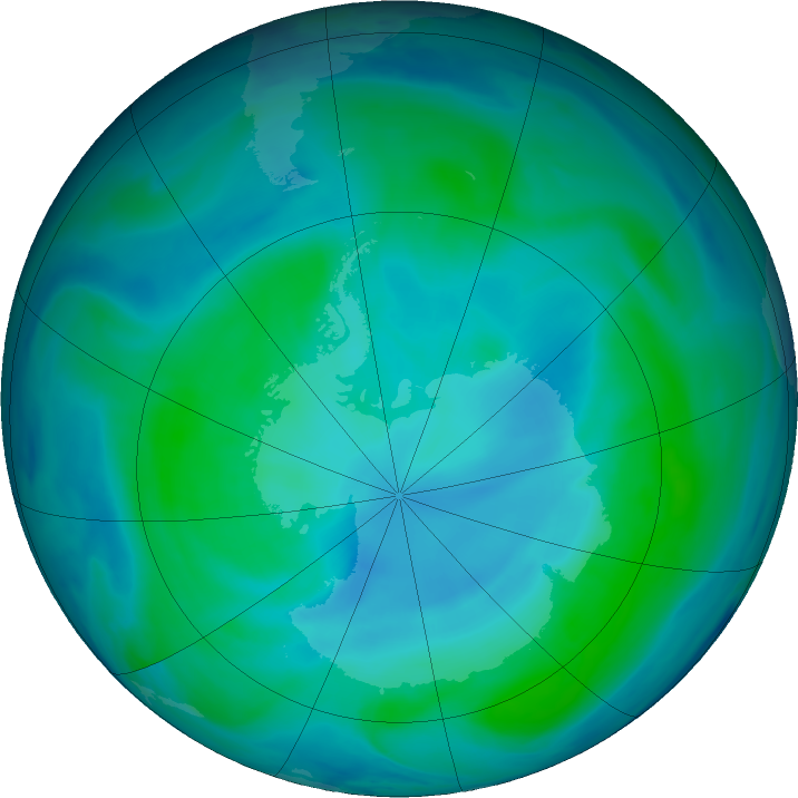 Antarctic ozone map for 26 January 2022